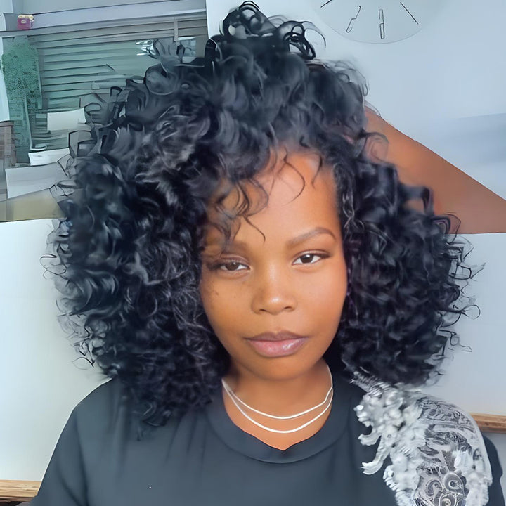 SZC Short Bob Bouncy Curls 13x4 Lace Front Virgin Human Hair Wigs