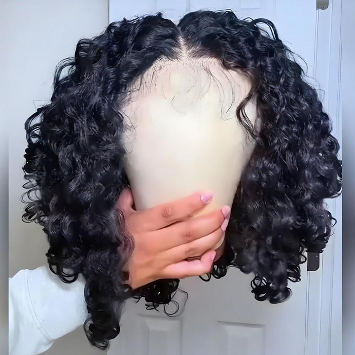 SZC Short Bob Loose Water Wave Curls 13x4 Lace Front Virgin Human Hair Wigs