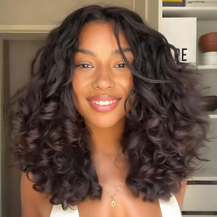 SZC Short Bouncy Loose Wave Bob 13x4 Lace Front Human Hair Wigs