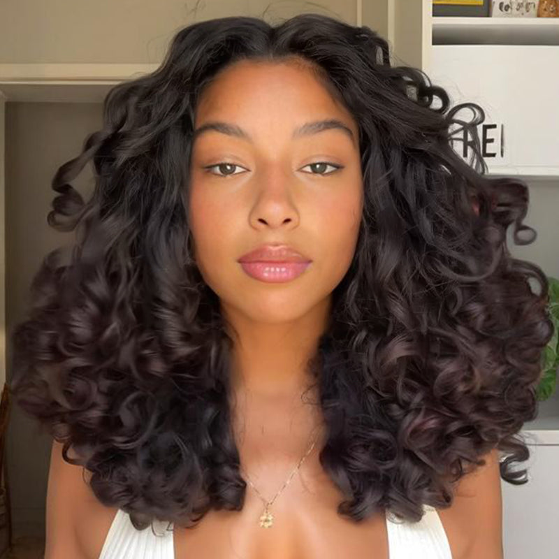 SZC Short Bouncy Loose Wave Bob 13x4 Lace Front Human Hair Wigs