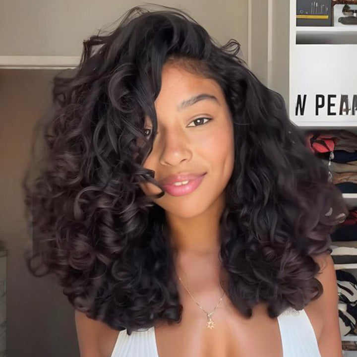 SZC Short Bouncy Loose Wave Bob 13x4 Lace Front Human Hair Wigs