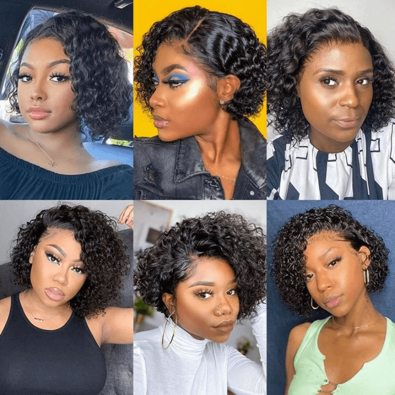 SZC Short Pixie Cut Curly 13x1 Lace Front Virgin Human Hair Wigs （Limit 3 per order ）