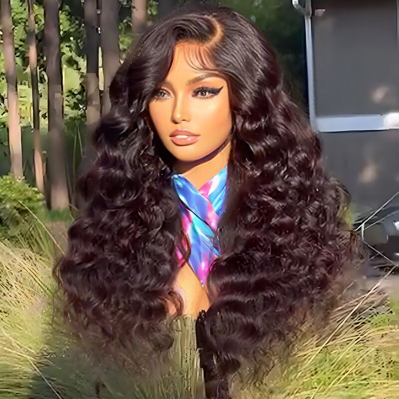 SZC Side Part Spiral Loose Wand Curls 13X4 Lace Front Human Hair Wigs