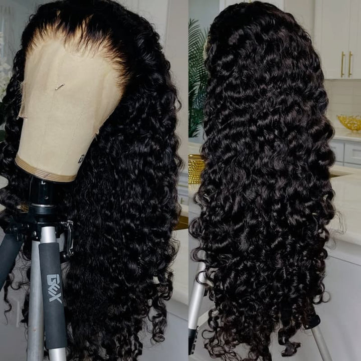 SZC Straight Body Water Wave Deep Burmese Curly 13x4 Lace Front Human Hair Wigs