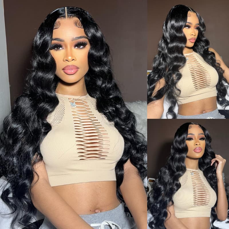 SZC Straight Body Water Wave Deep Burmese Curly 13x4 Lace Front Human Hair Wigs