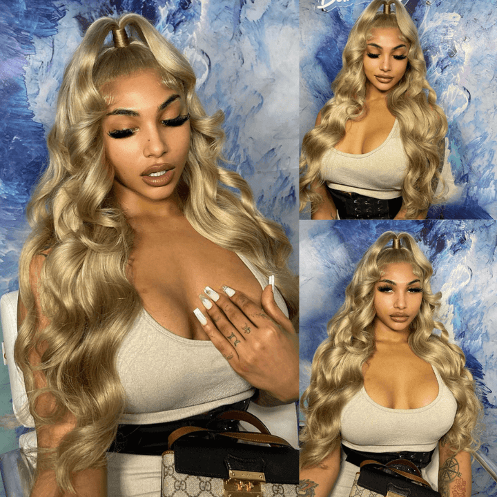 SZC Strawberry Blonde 13X4 Lace Front Body Wave Virgin Human Hair Wig