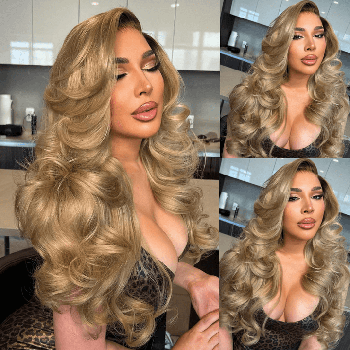 SZC Strawberry Golden Blonde Body Wave 13x4 Lace Frontal Human Hair Wigs