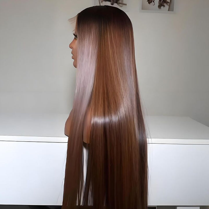 SZC Vietnamese Brown Bone Straight 13x4 Lace Front Virgin Human Hair Wigs