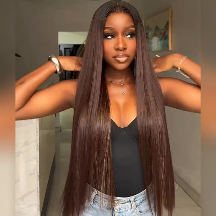 SZC Vietnamese Brown Bone Straight 13x4 Lace Front Virgin Human Hair Wigs