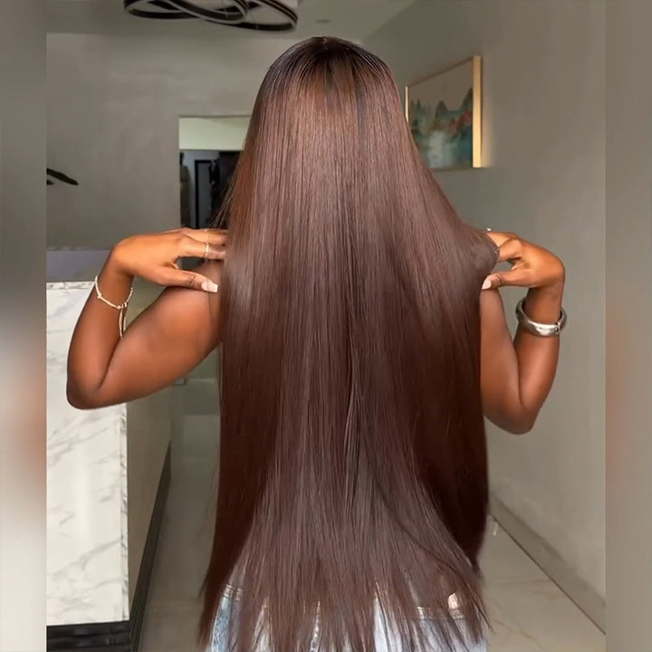 SZC Vietnamese Brown Bone Straight 13x4 Lace Front Virgin Human Hair Wigs