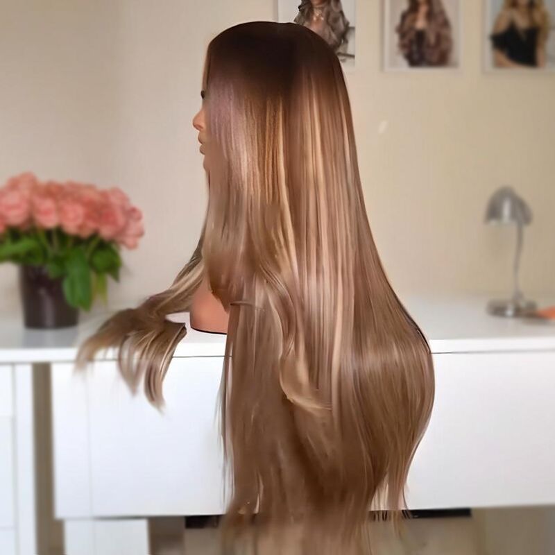 SZC Vietnamese Brown Highlight 13x4 Lace Front Virgin Human Hair Wigs