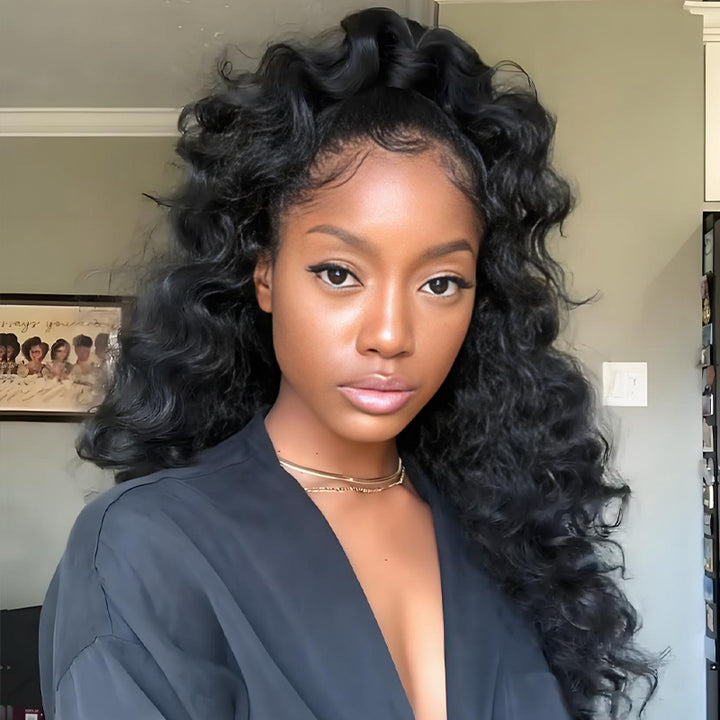 SZC Voluminous Glam Loose Deep Wave 13x4 Lace Front Human Hair Wig 250 300 Density