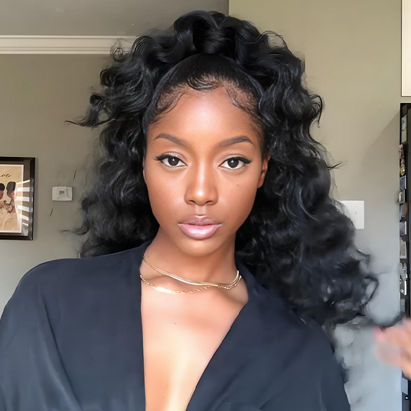 SZC Voluminous Glam Loose Deep Wave 13x4 Lace Front Human Hair Wig 250 300 Density