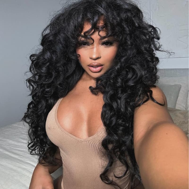 SZC Voluminous Loose Spiral Curls 300 Density 13x4 Lace Front Virgin Human Hair Wigs