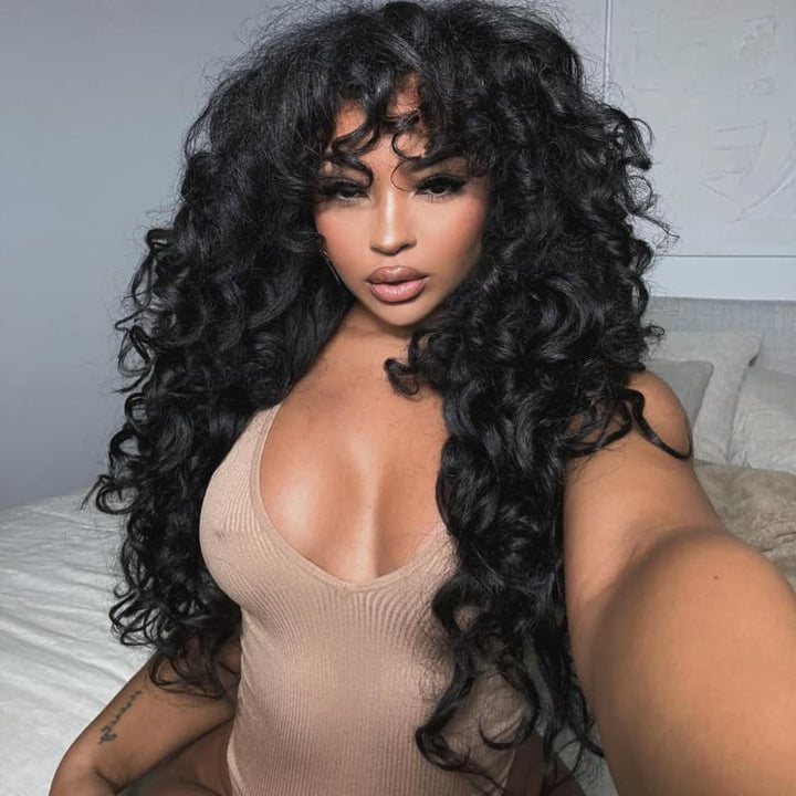 SZC Voluminous Loose Spiral Curls 300 Density 13x4 Lace Front Virgin Human Hair Wigs