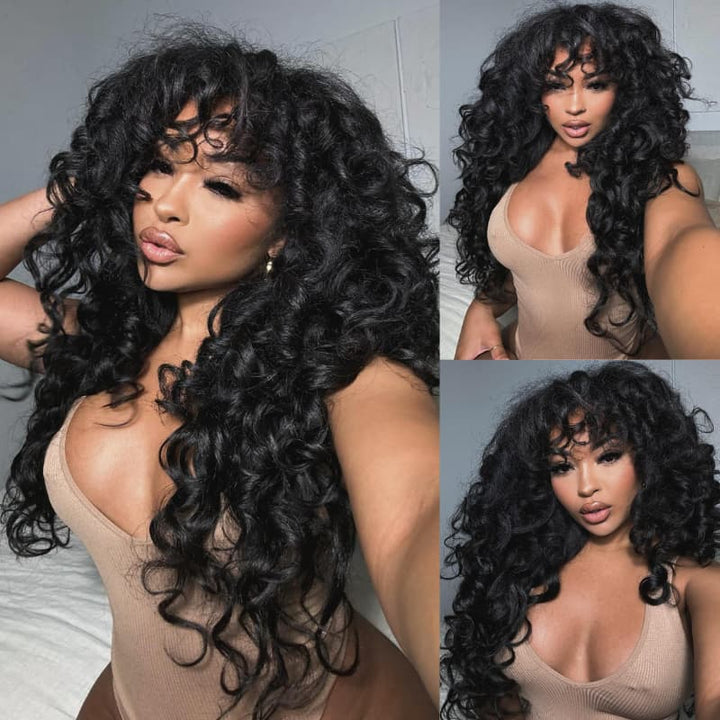 SZC Voluminous Loose Spiral Curls 300 Density 13x4 Lace Front Virgin Human Hair Wigs