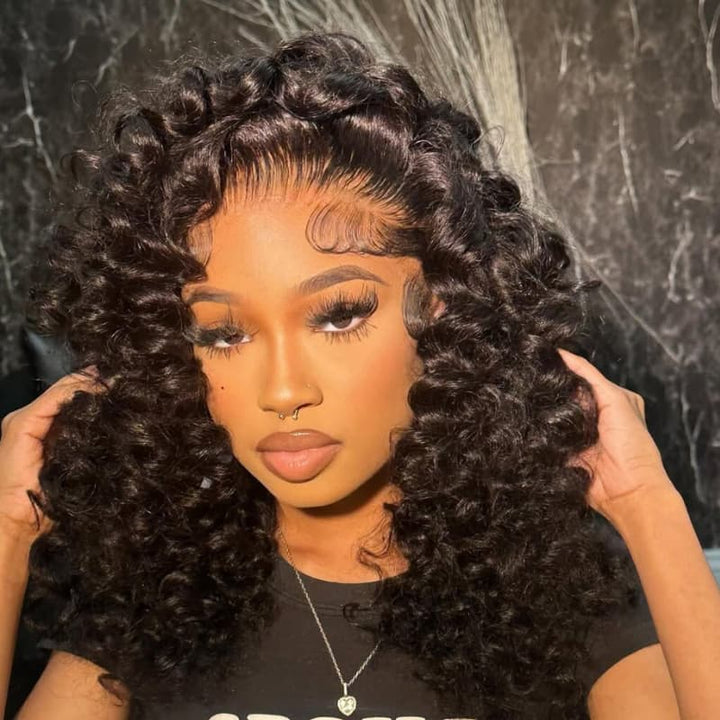 SZC Voluminous Tight Curly 13x4 Lace Front Human Hair Wig 250 300 Density