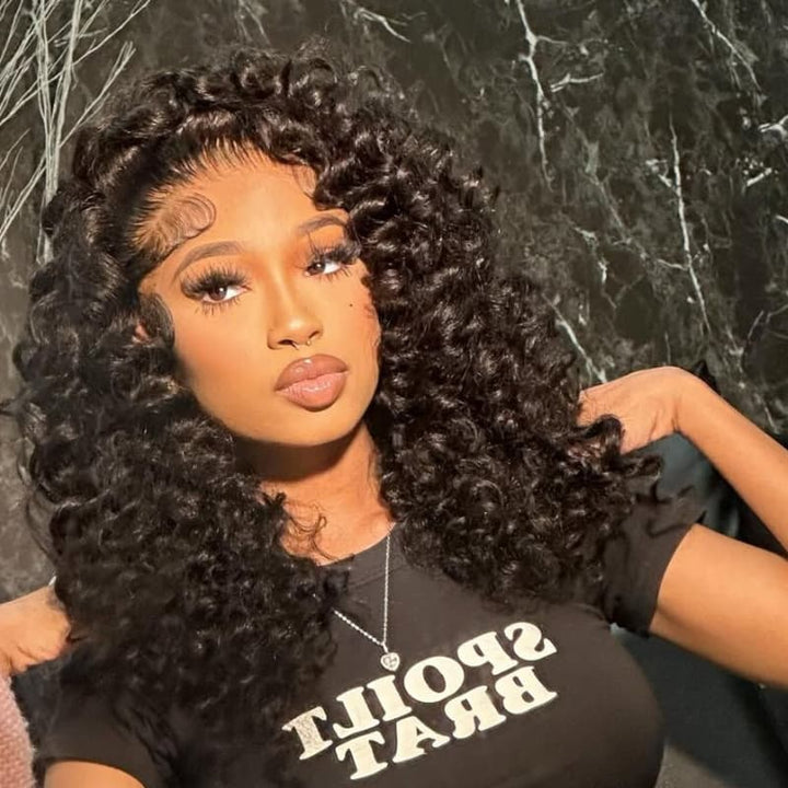 SZC Voluminous Tight Curly 13x4 Lace Front Human Hair Wig 250 300 Density