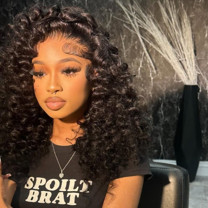 SZC Voluminous Tight Curly 13x4 Lace Front Human Hair Wig 250 300 Density