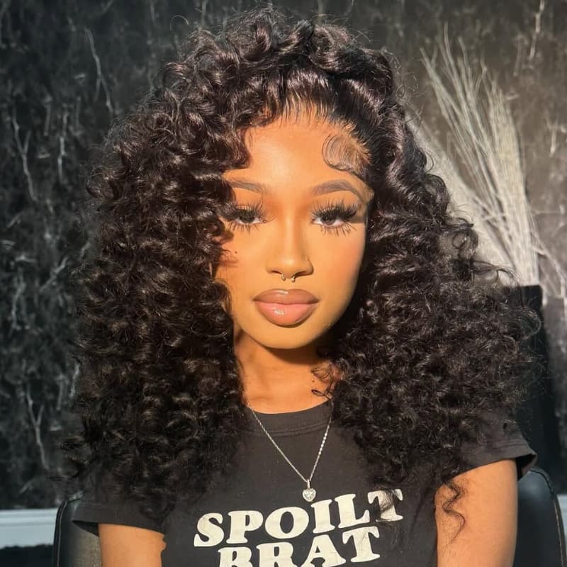 SZC Voluminous Tight Curly 13x4 Lace Front Human Hair Wig 250 300 Density