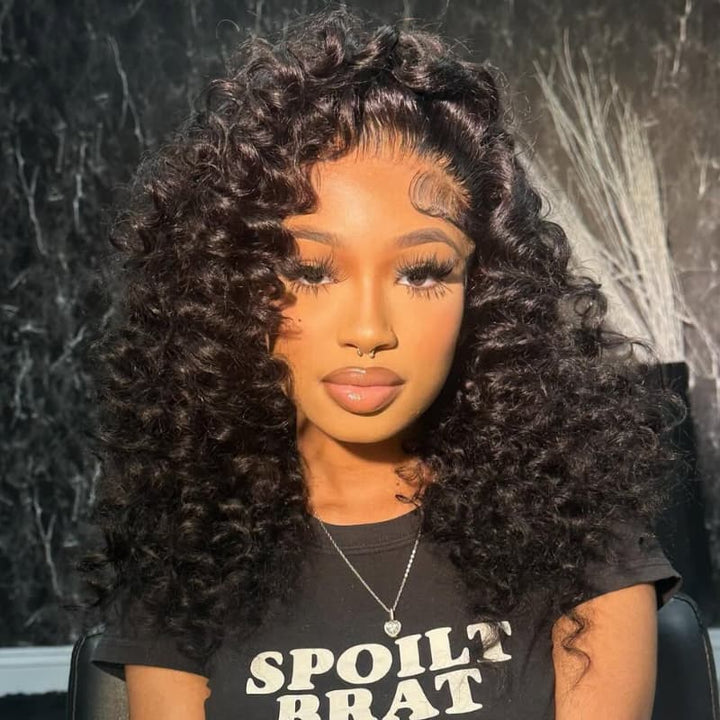 SZC Voluminous Tight Curly 13x4 Lace Front Human Hair Wig 250 300 Density