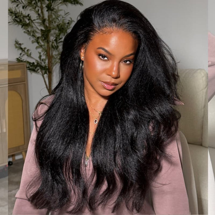 SZC Soft Fluffy Yaki Loose Body Wave 13X4 Lace Front Human Hair Wigs 250 300 Density