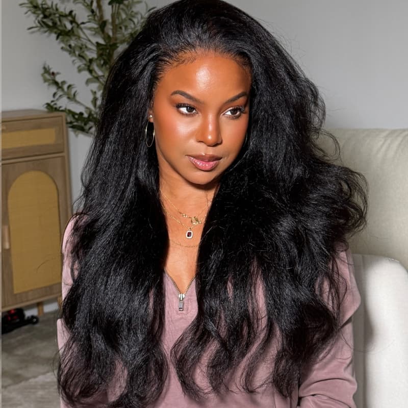SZC Soft Fluffy Yaki Loose Body Wave 13X4 Lace Front Human Hair Wigs 250 300 Density