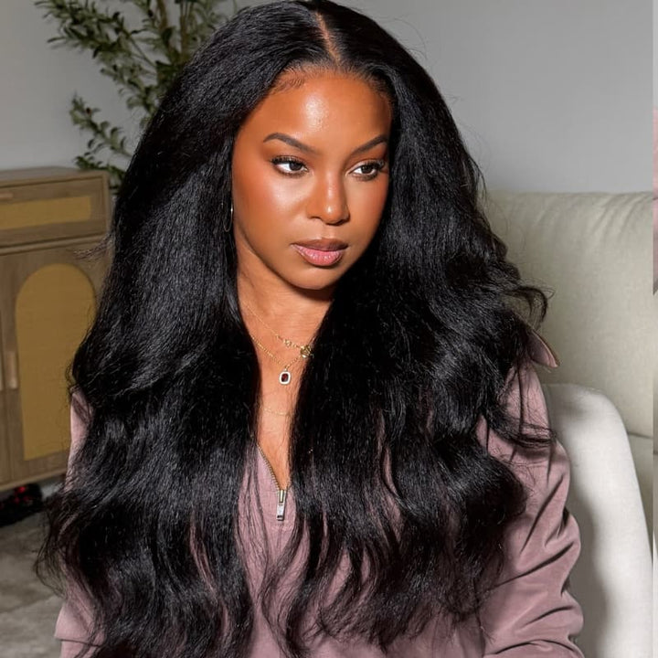 SZC Soft Fluffy Yaki Loose Body Wave 13X4 Lace Front Human Hair Wigs 250 300 Density