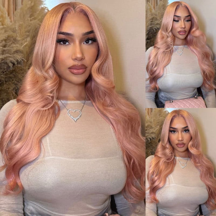SZC 200 Density Soft Rose Blush Pink 13x4 Lace Front Virgin Human Hair Wigs