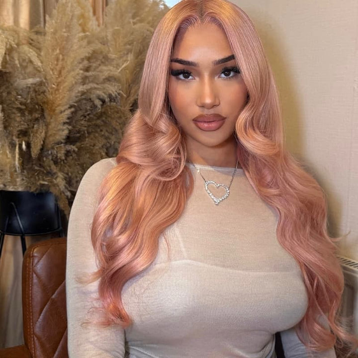 SZC 200 Density Soft Rose Blush Pink 13x4 Lace Front Virgin Human Hair Wigs