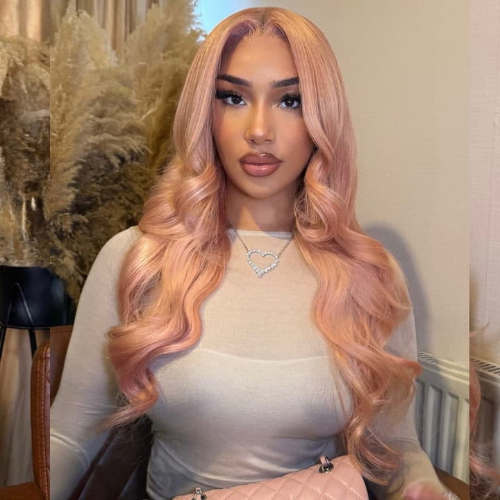 SZC 200 Density Soft Rose Blush Pink 13x4 Lace Front Virgin Human Hair Wigs