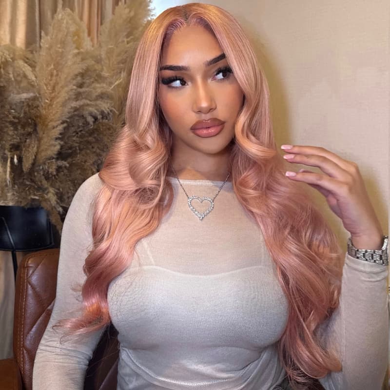 SZC 200 Density Soft Rose Blush Pink 13x4 Lace Front Virgin Human Hair Wigs
