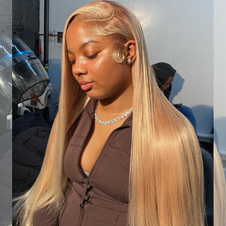 SZC Strawberry Golden Honey Blonde 13x4 Lace Front Human Hair Wigs 200 Density