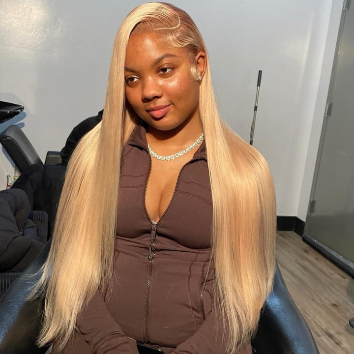 SZC Strawberry Golden Honey Blonde 13x4 Lace Front Human Hair Wigs 200 Density