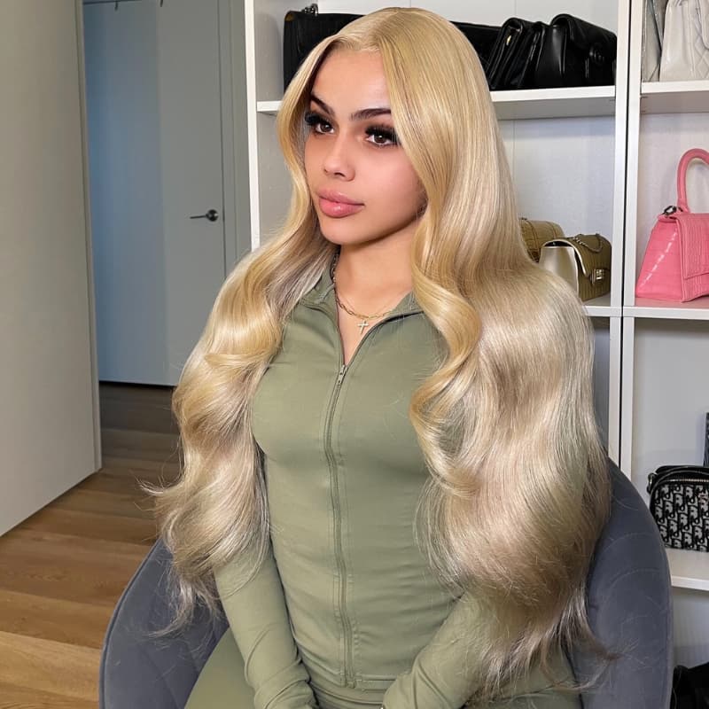 SZC Strawberry Honey Blonde 13x4 Lace Front Human Hair Wig 200 Density