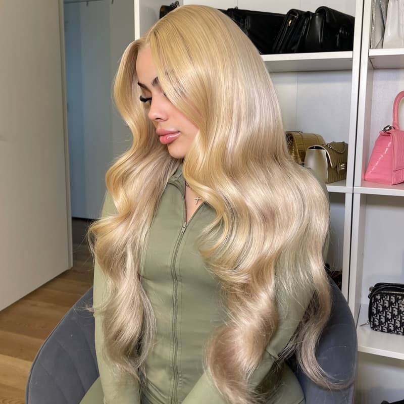 SZC Strawberry Honey Blonde 13x4 Lace Front Human Hair Wig 200 Density