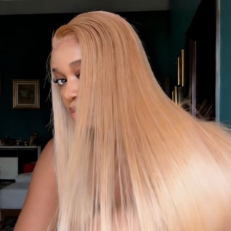 SZC Strawberry Honey Blonde Bone Straight 13x4 Lace Front Remy Human Hair Wigs
