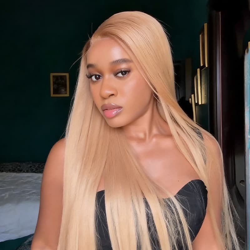 SZC Strawberry Honey Blonde Bone Straight 13x4 Lace Front Remy Human Hair Wigs