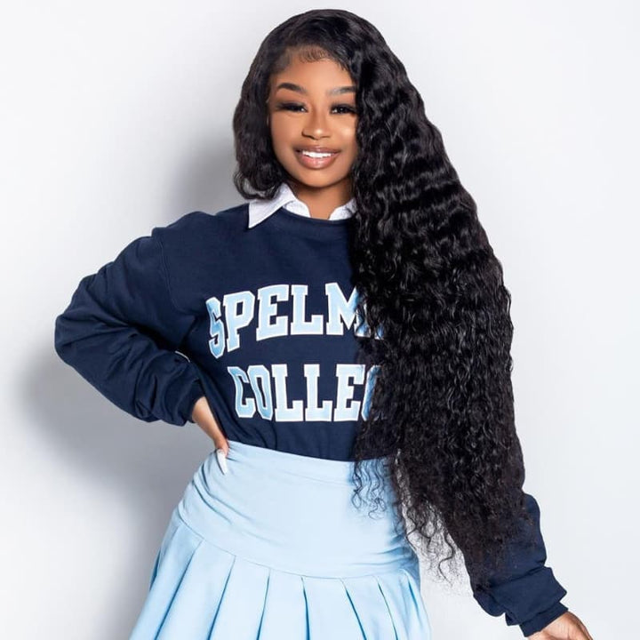 SZC Student Affordable Back to School Graduation College Girl 13x4 Water Wave Lace Frontal Human Hair Wigs