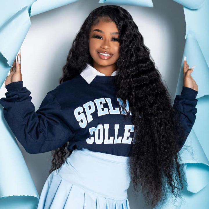 SZC Student Affordable Back to School Graduation College Girl 13x4 Water Wave Lace Frontal Human Hair Wigs