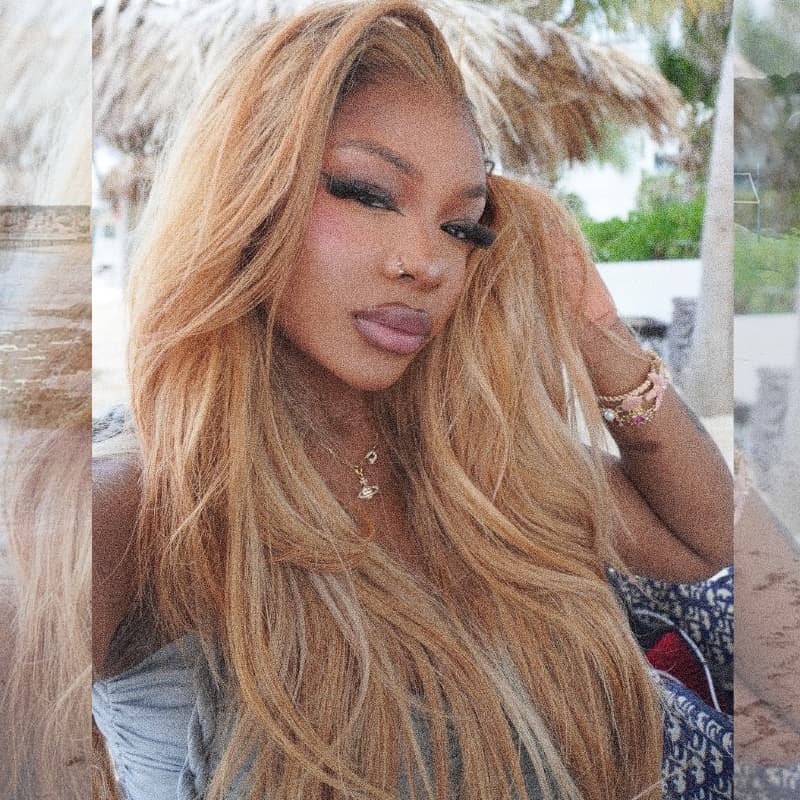 SZC Sun-Kissed Golden Caramel Honey Blonde Luxury Summer Beach Vacations 13x4 Lace Front Human Hair Wigs