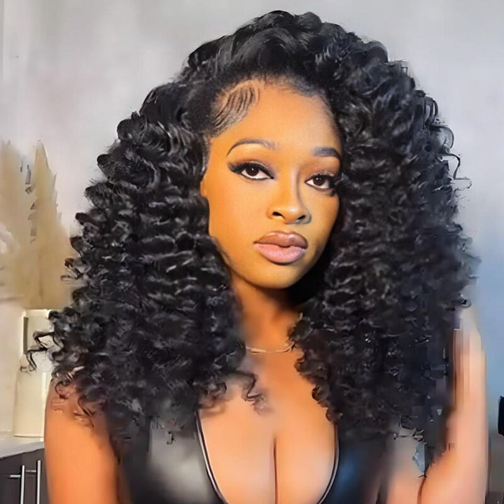 SZC Tight Round Spiral Curls 13x4 Lace Front Human Hair Wig 250 300 Density