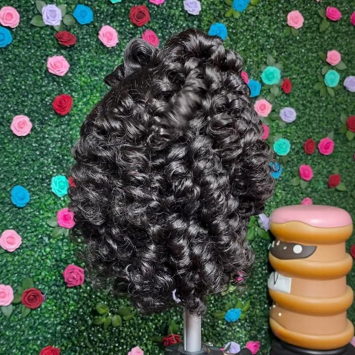 SZC Tight Spiral Curly Shoulder Length Short Bob 13x4 Lace Front Human Hair Wigs