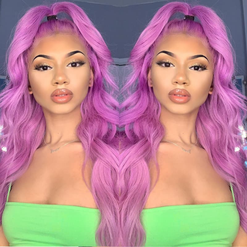 SZC Vibrant Bubblegum Cotton Candy Fuchsia Pink 13x4 Lace Front Human Hair Wig