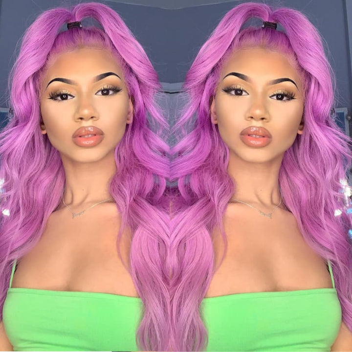SZC Vibrant Bubblegum Cotton Candy Fuchsia Pink 13x4 Lace Front Human Hair Wig