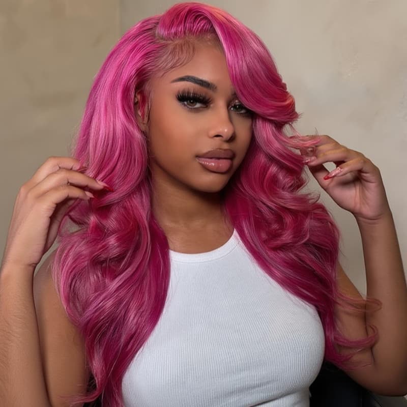 SZC Vibrant Magenta Hot Pink 13x4 Lace Front Virgin Human Hair Wigs