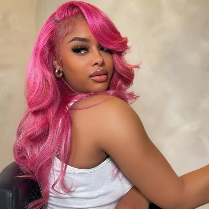 SZC Vibrant Magenta Hot Pink 13x4 Lace Front Virgin Human Hair Wigs