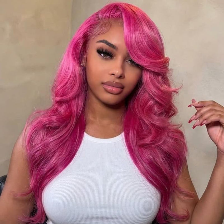 SZC Vibrant Magenta Hot Pink 13x4 Lace Front Virgin Human Hair Wigs