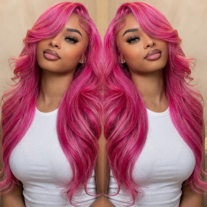 SZC Vibrant Magenta Hot Pink 13x4 Lace Front Virgin Human Hair Wigs
