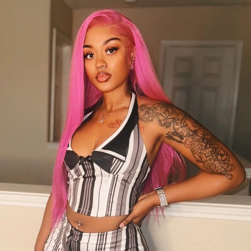 SZC Vibrant Magenta Purple Pink 13x4 Lace Front Human Hair Wigs